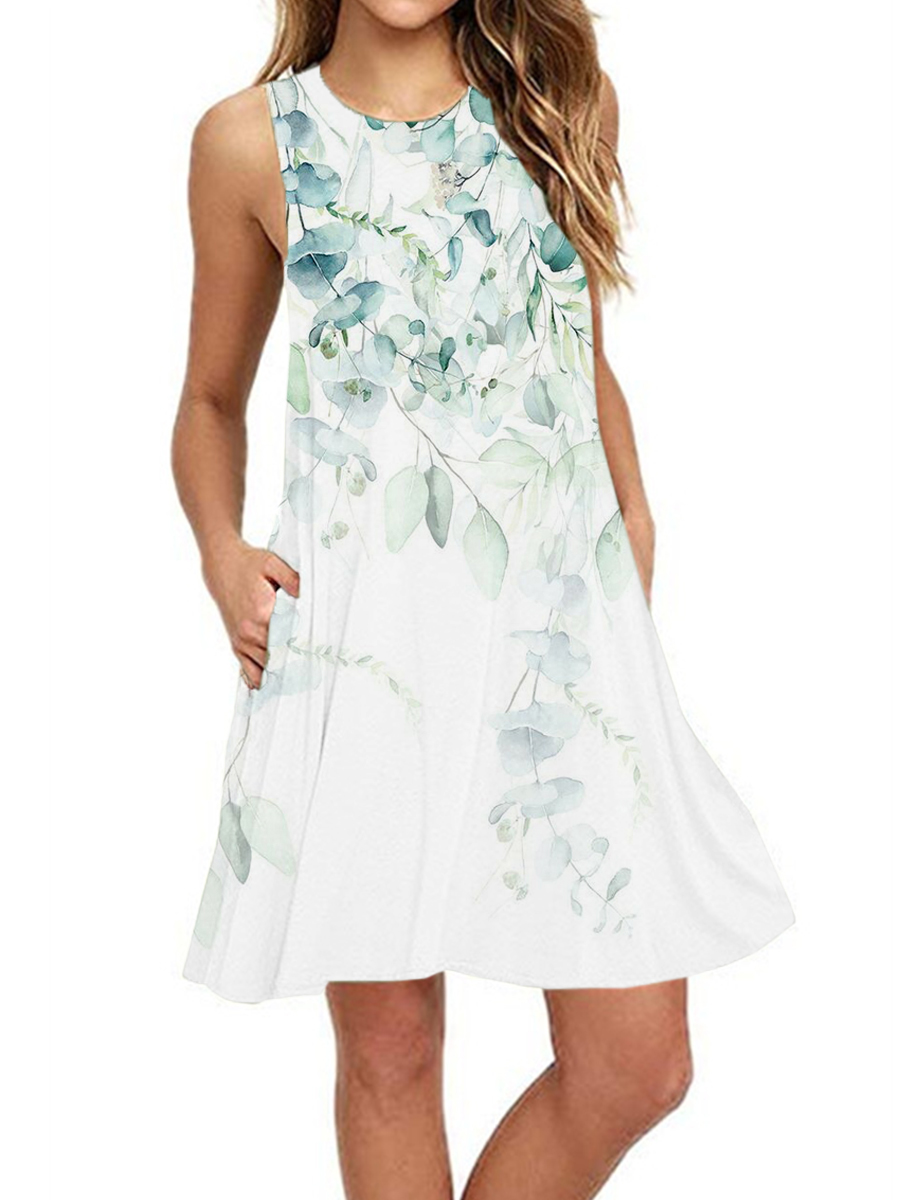 women's sleeveless floral dress  HF0119-04-01