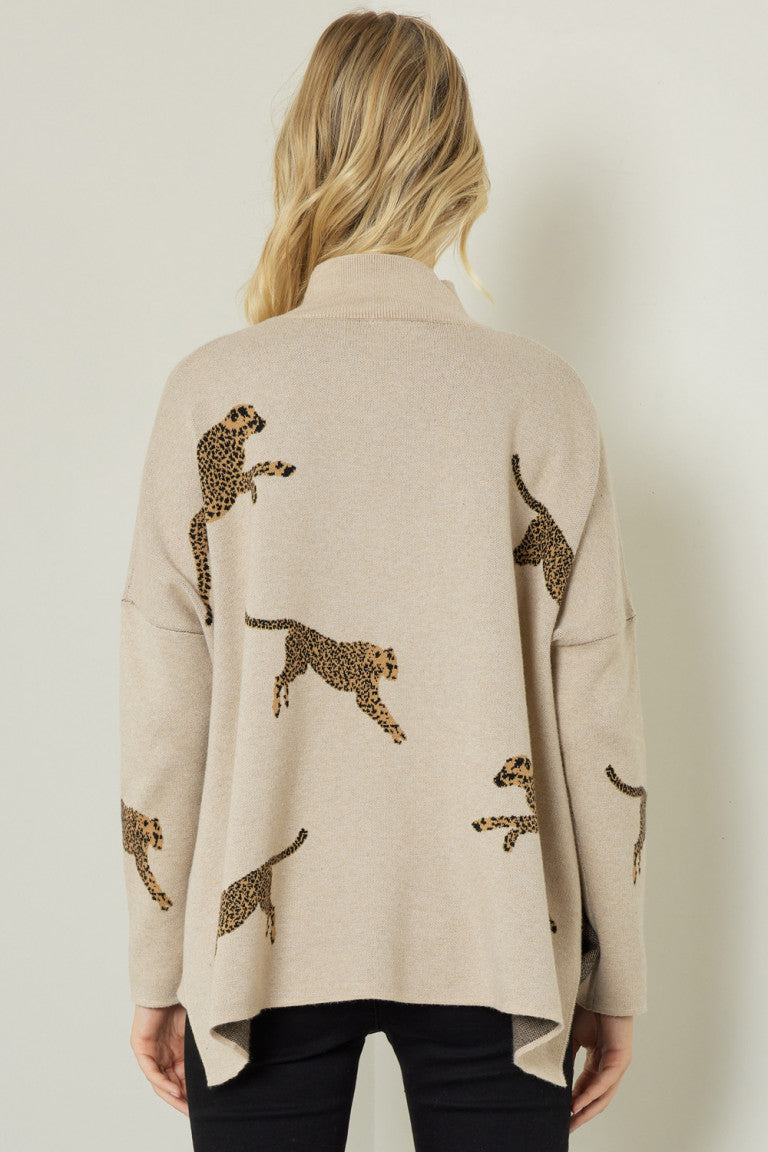 Cheetah Print Knit Sweater