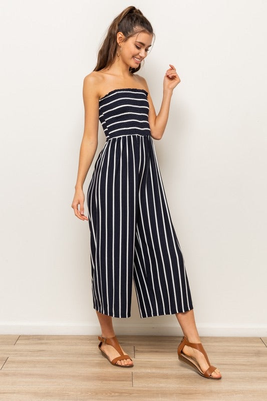 Annabelle Smocked Striped Jumpsuit