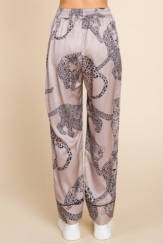 Lucia Satin Cheetah Print Pajama Set