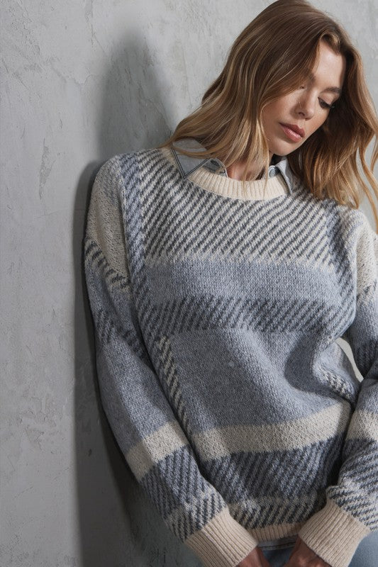 Tyler Plaid Knit Crewneck Sweater
