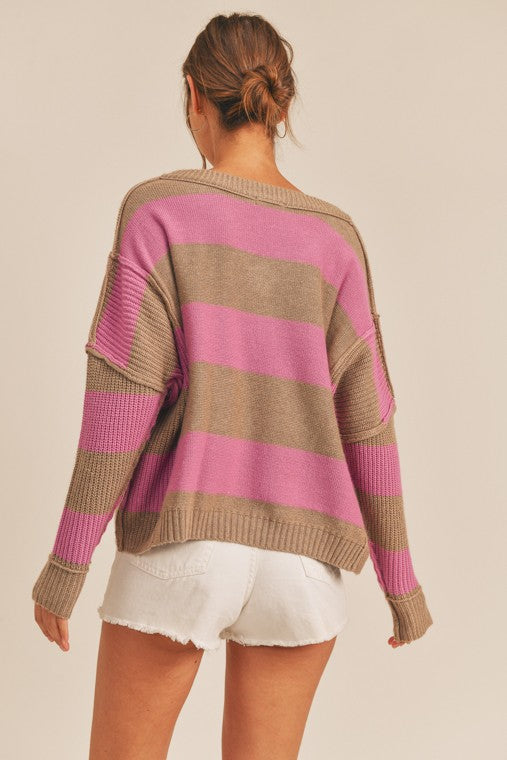 Belinda Striped V-Neck Sweater