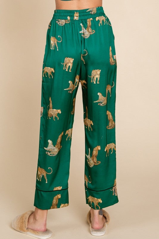 Lucia Satin Cheetah Print Pajama Set