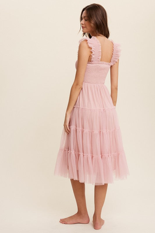 Amelie Tiered Tulle Midi Dress