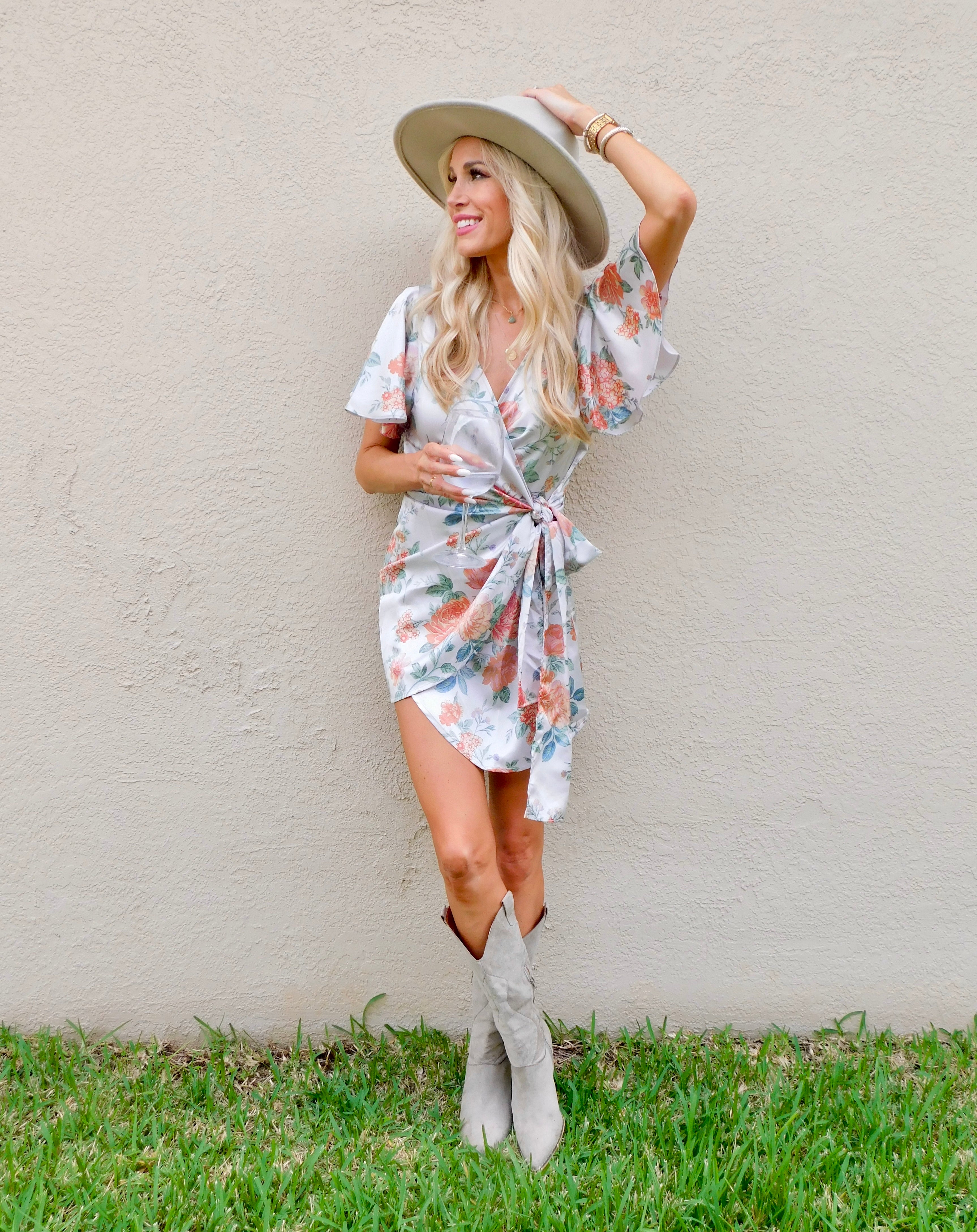 Aurora Floral Print Satin Mini Dress