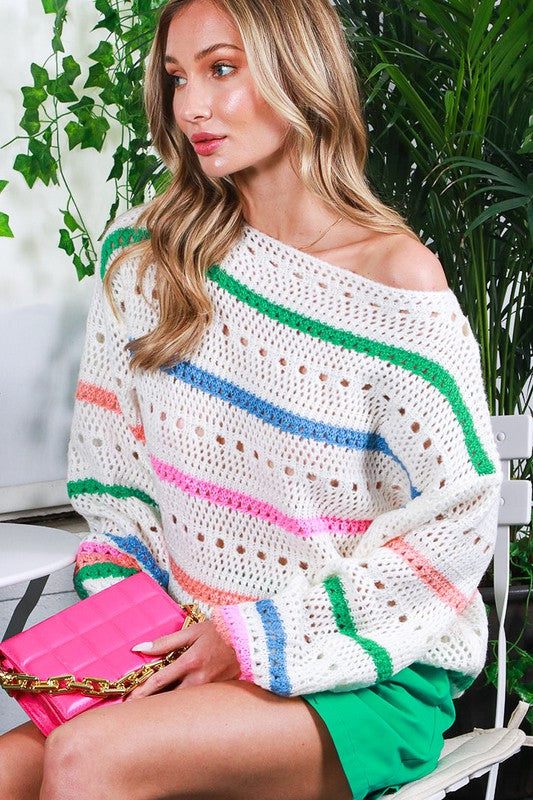Clara Boat Neck Striped Sweater